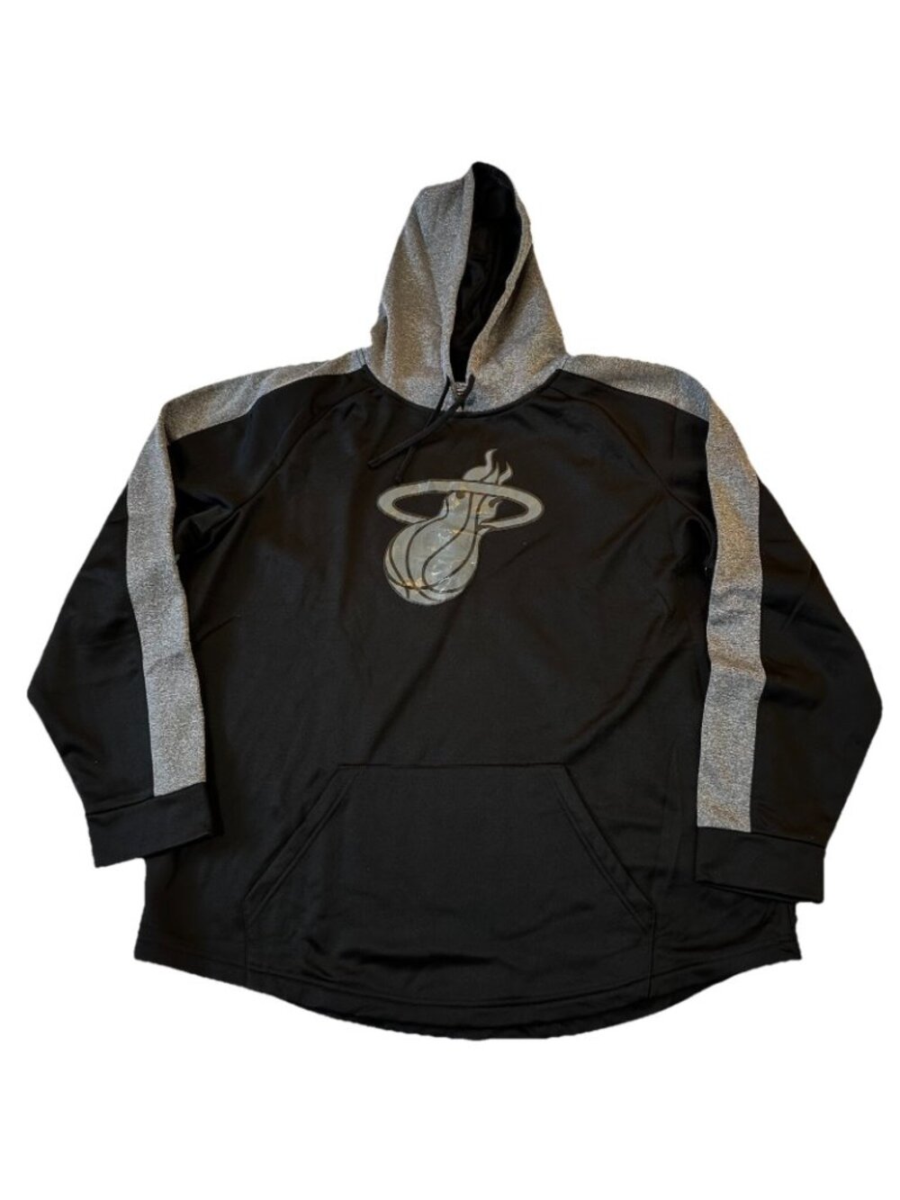 Miami Heat NBA Hoodie Men’s 2XL Black/Gray Colorblock Pullover - Picture 2 of 5